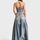 Strapless Denim Lace-Up Corset Crop Top & Balloon Wide-Leg Pants Set – Washed Blue Denim | Sizes S–2XL