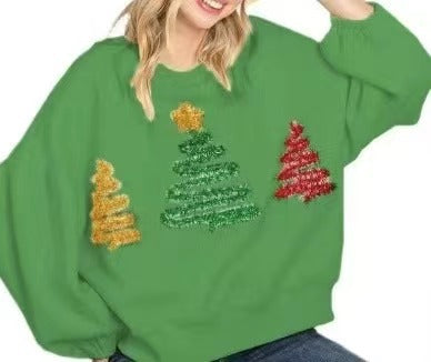 Women's Christmas Tree Casual Pullover Long Sleeve Sweater EX-STOCK Canada 