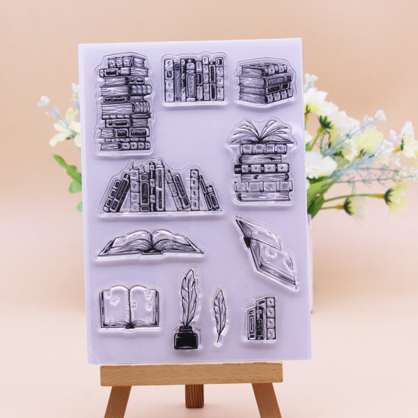 Book Theme Clear Silicone Stamp Sheet – Scrapbooking & Bullet Journal Craft Stamp