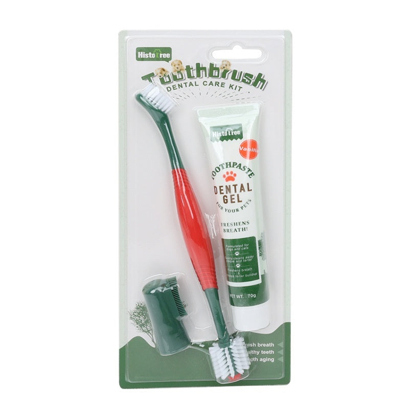 Pet Toothpaste Toothbrush Set Cat And Dog Finger Stall Cleaning Pet Supplies 