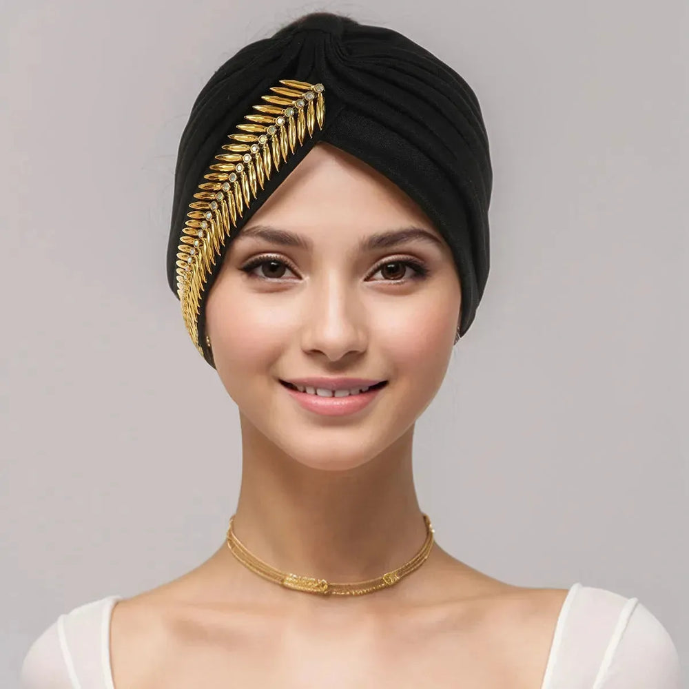 New Rhinestone Turban Cap For Women Pleated Elastic Head Wrap Stylish Ramadan Head Scarf Bonnet Chemo Cap Wedding African Hat - EX-STOCK CANADA