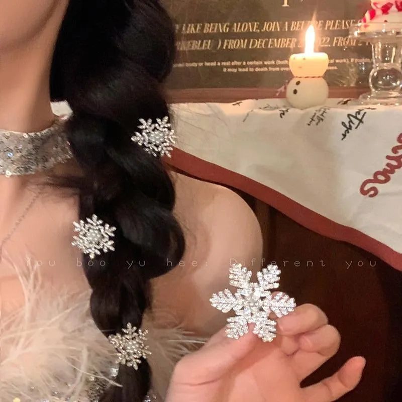 Crystal Snowflake Pearl flower Retro Hair Clip - EX-STOCK CANADA