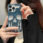 Luxury 3D Skull Metálico Metálico Gótico Caja de teléfono compatible con Apple