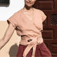 Casual Summer Lace-up Cotton Linen V-neck Top Short-sleeved blouse top women - EX-STOCK CANADA