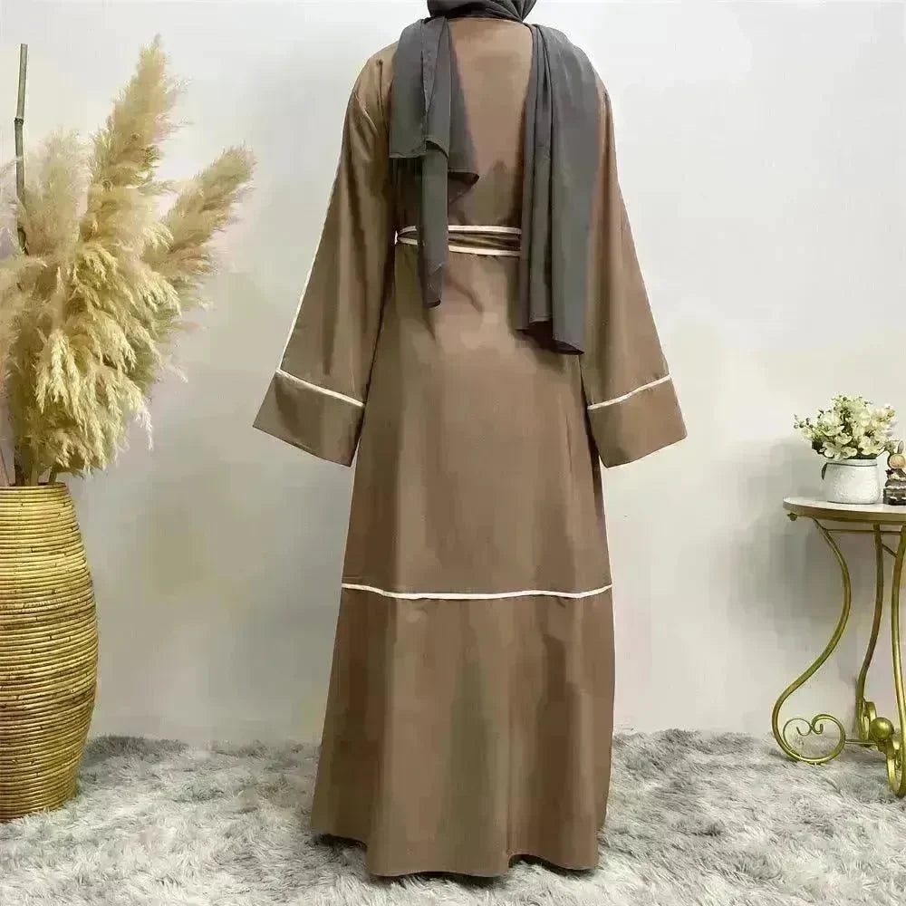 Contrast Striped Cardigan Arab Robe - EX-STOCK CANADA