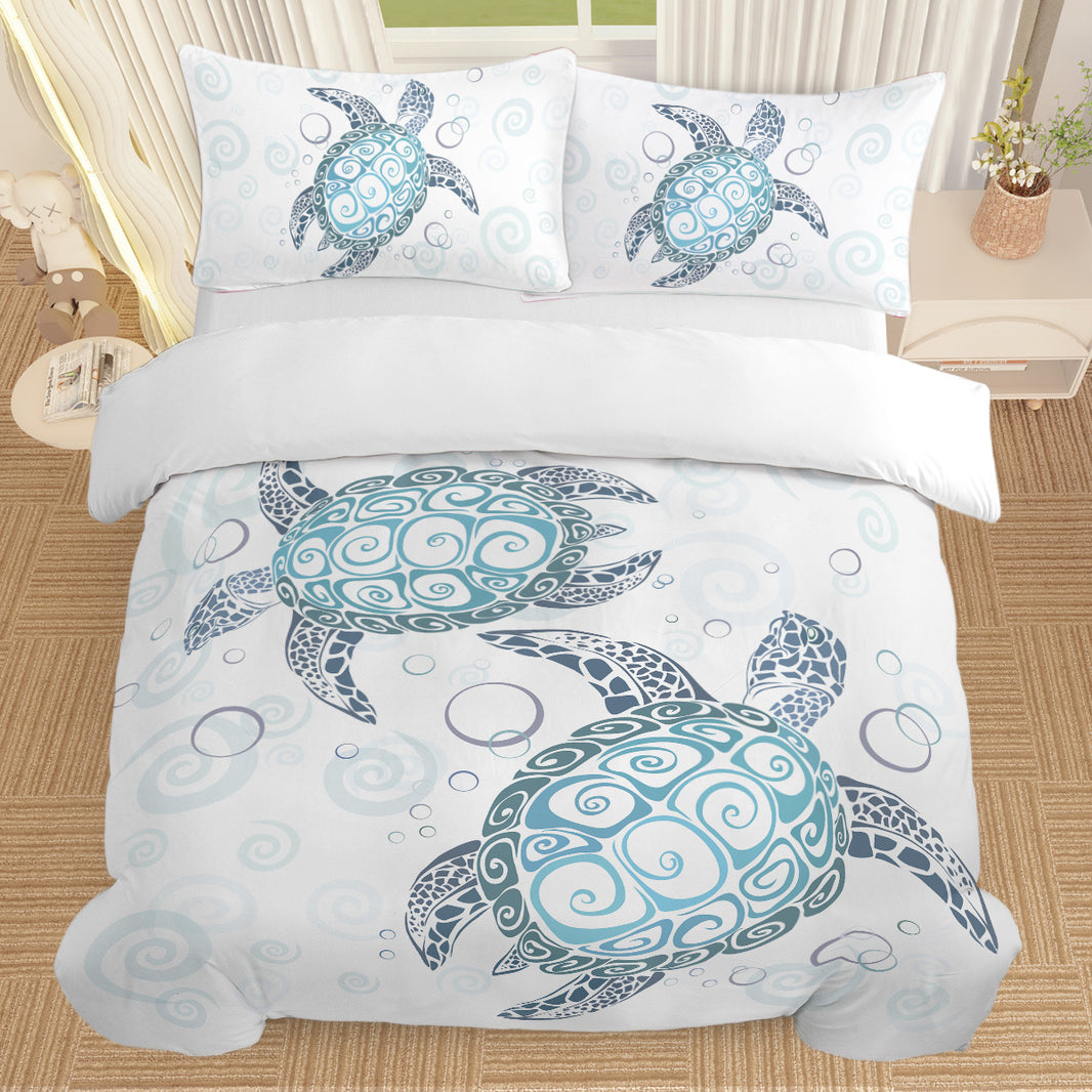 Sea Turtle Bedding Aqua Teal Blue Duvet Cover Sets Beach Turtle Bed Sets Ocean 3 Piece Turtle Themed Comforter Cover With 2 Pillowcases Twin Full Queen King Size EX-STOCK Canada 