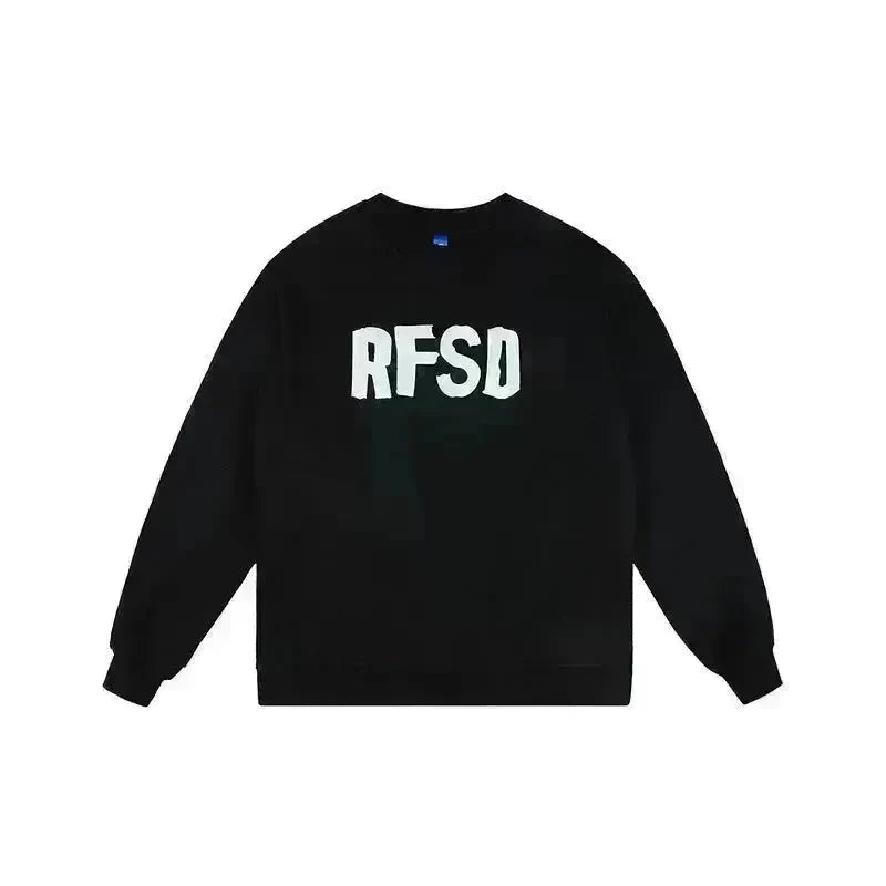 Fleece-lined Loose Street Drop-shoulder Printed Round Neck Sweatshirt Unisex - EX-STOCK CANADA