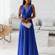 V-neck Sleeveless Dress With Belt Summer Fashion Party Club Evening Maxi Dresses For Women Clothing - EX-STOCK CANADA