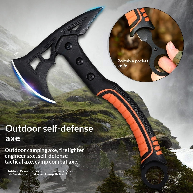 Black and orange multi-tool camping axe