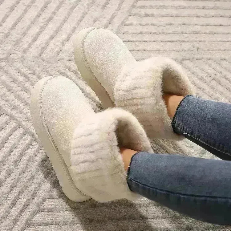 Thick-soled Plush Snow Boots Winter Warm Mid-tube Furry Cotton Shoes For Women Short Boot - EX-STOCK CANADA