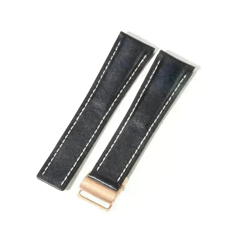 22mm 24mm Black Brown Blue Bamboo Grain Cowhide Watch Strap - EX-STOCK CANADA