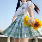 Student Jk Plaid Skirt Preppy Style Mini Pleated  Kilt Skirt - EX-STOCK CANADA