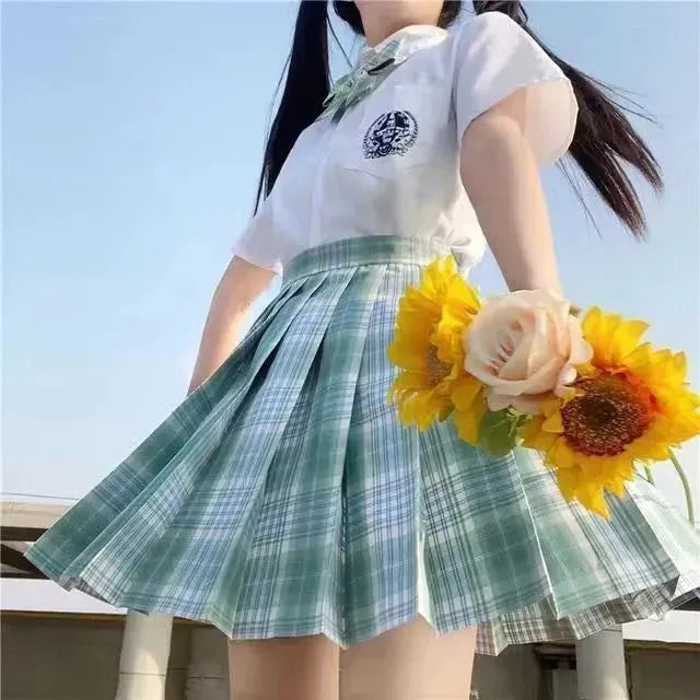 Student Jk Plaid Skirt Preppy Style Mini Pleated  Kilt Skirt - EX-STOCK CANADA