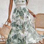Elegant Spring chic Vacation Resort floral summer maxi dress