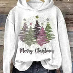 Round Neck Hooded Long Sleeve Four Christmas Trees Loose Hoodie Sweatshirt - EX-STOCK CANADA