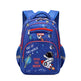 Blue children's backpack with space-themed design on a white background