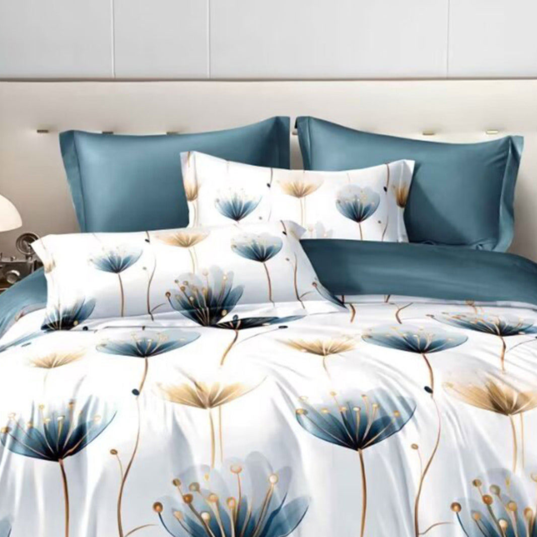 3-piece Set Of Simple And Fresh Blue And White Floral Duvet Cover, Polyester Bedroom Decoration Bedding Set Twin Full Queen King Size EX-STOCK Canada 
