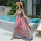 Casual Women's Floral Style Large Hem Cross Open Back Dress - EX-STOCK CANADA
