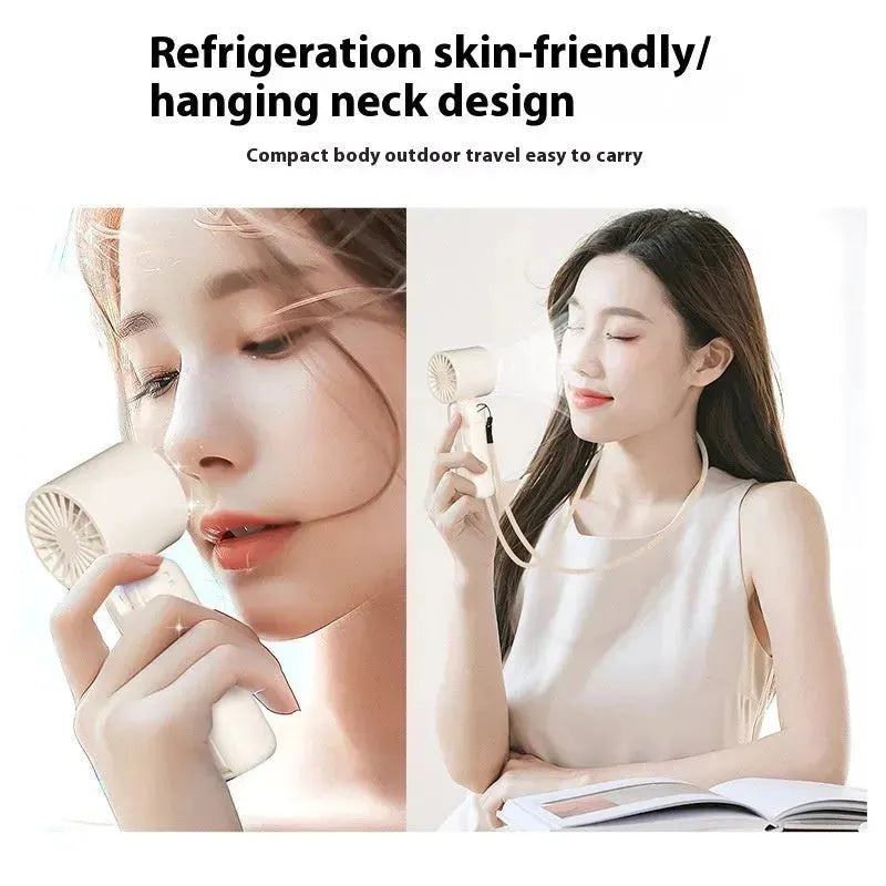 Mini Folding Digital Display Mute Refrigeration Handheld Fan - EX-STOCK CANADA