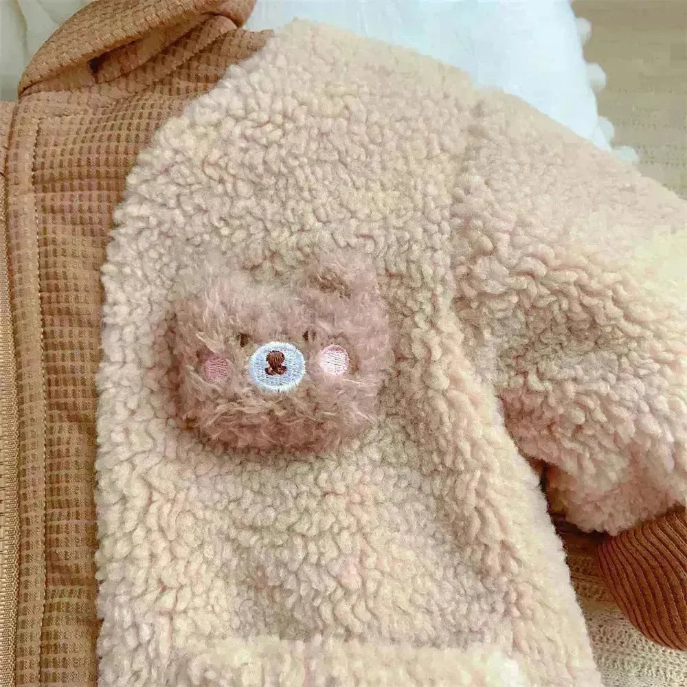 Children's Winter Jacket Korean-style Cute Bear Plus Velvet Cotton-padded Coat - EX-STOCK CANADA