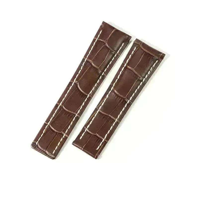 22mm 24mm Black Brown Blue Bamboo Grain Cowhide Watch Strap - EX-STOCK CANADA