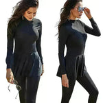 Pure Color Long-sleeved Trousers Fully Surrounded By Conservative Beach Surfing Sunscreen ArabOne-piece Swimsuit EX-STOCK