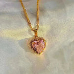 Colorful Rhinestones Heart-shped Necklace Love Gold Clavicle Chain Ins Personalized Jewelry For Women Valentine's Day - EX-STOCK CANADA