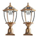 Vintage Gold Solar Pillar Headlight With Dimmable LED-2 Pack Landscape Pathway Light - EX-STOCK CANADA