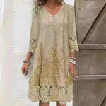 Flowers Lace Dress Summer Solid Color Womens Clothing