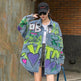 Oversized Graffiti Print Denim Jacket Women Loose Fried Street fashion - EX-STOCK CANADA