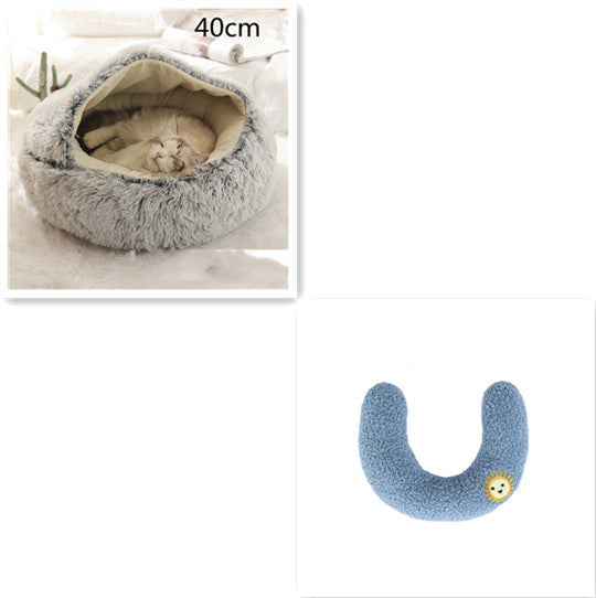 2 In 1 Dog And Cat Bed Pet Winter Bed Round Plush Warm Bed House Soft Long Plush Pets Bed Pet Products EX-STOCK Canada 