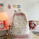 Pink Korean Kawaii Cat School Backpack – Embroidered Nylon Bag, 5 Colours
