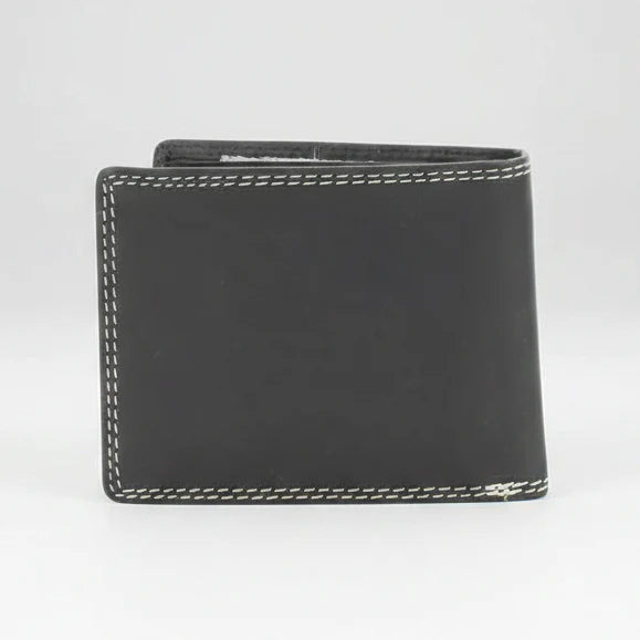 Cartera Bifold para Hombre de Cuero de Vaca con Relieve de Lobo 