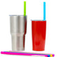 AWESOME REUSABLE RAINBOW SILICONE STRAWS (PACK OF 6 + CLEANING BRUSH) EX-STOCK Canada 