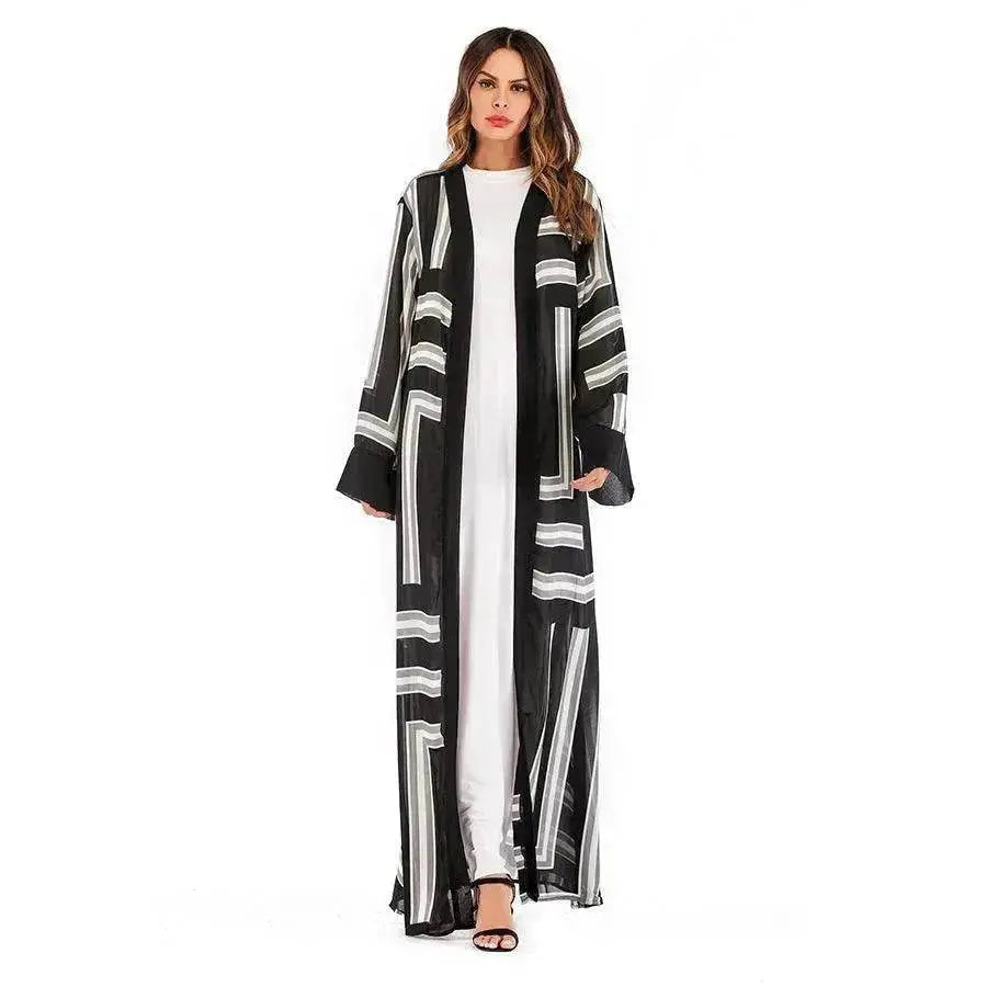 Arab Stripe Loose Lace Cardigan Robe Female - EX-STOCK Canada