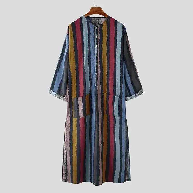 Arab Striped Printed Arab Men's Robe - EX-STOCK Canada