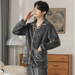 Autumn And Winter Flannel Men's Pajamas Men's Lapel Cardigan  EX-STOCK CANADA