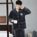 Autumn And Winter Flannel Men's Pajamas Men's Lapel Cardigan  EX-STOCK CANADA