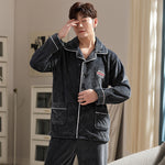 Autumn And Winter Flannel Men's Pajamas Men's Lapel Cardigan  EX-STOCK CANADA