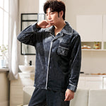 Autumn And Winter Flannel Men's Pajamas Men's Lapel Cardigan  EX-STOCK CANADA