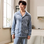 Autumn And Winter Flannel Men's Pajamas Men's Lapel Cardigan  EX-STOCK CANADA