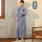 Autumn And Winter Thickened Cotton Velvet Nightgown Men's Winter Plus-sized Plus Size Light Luxury Couple Bathrobe Women's Extended Pajamas  EX-STOCK CANADA