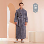 Autumn And Winter Thickened Cotton Velvet Nightgown Men's Winter Plus-sized Plus Size Light Luxury Couple Bathrobe Women's Extended Pajamas  EX-STOCK CANADA