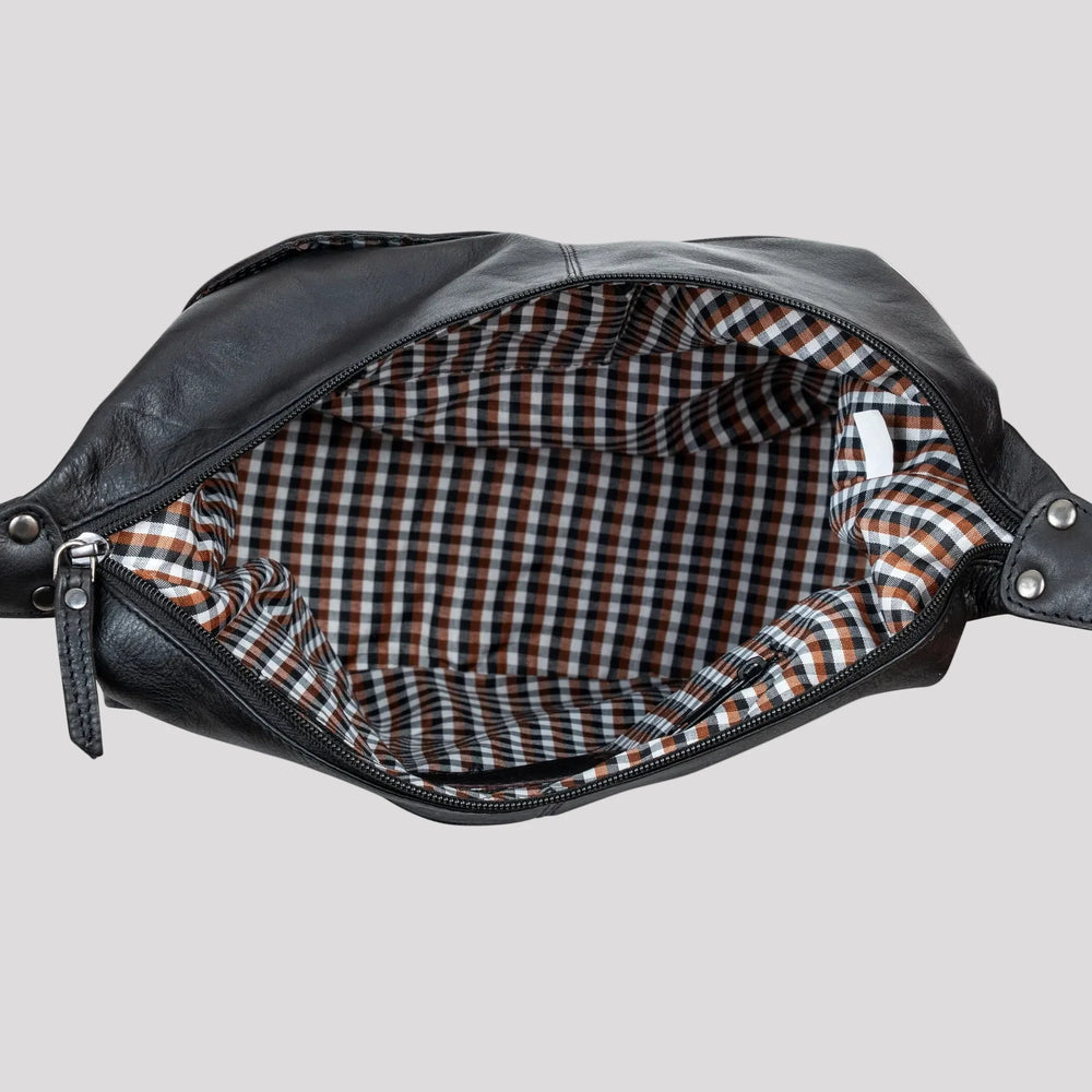 Greenwood Leather Shoulder Bag with 2 Zip Pockets 
