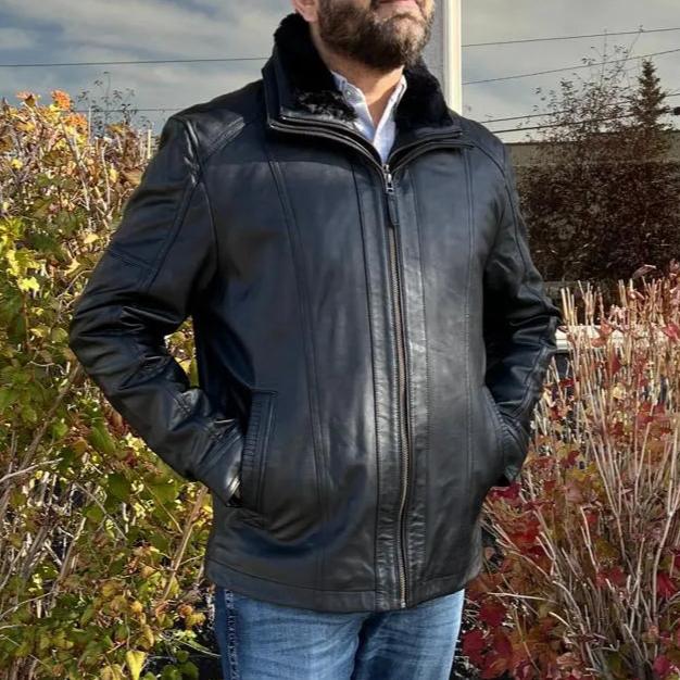 Veste bomber en cuir d'agneau pour hommes BOLEX-STOCK Canada 