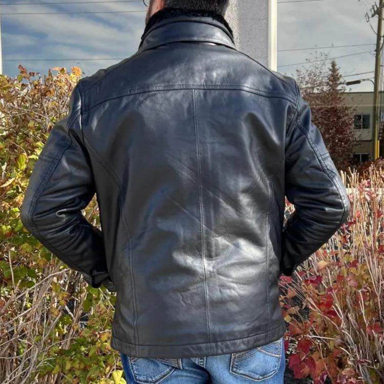 Veste bomber en cuir d'agneau pour hommes BOLEX-STOCK Canada 