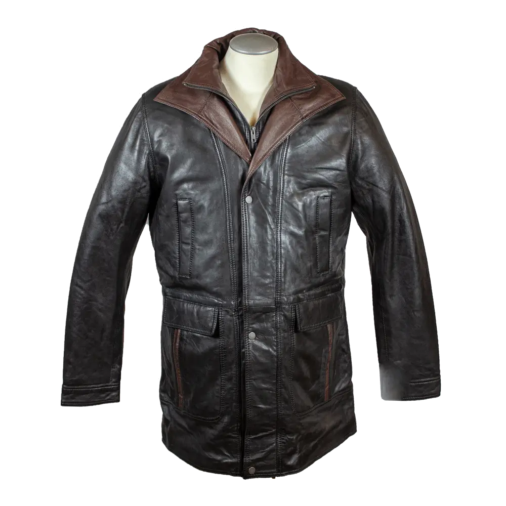BOL Men's Double Collar Two-Tone Long Coat | Leather Jacket EX-STOCK Canada 