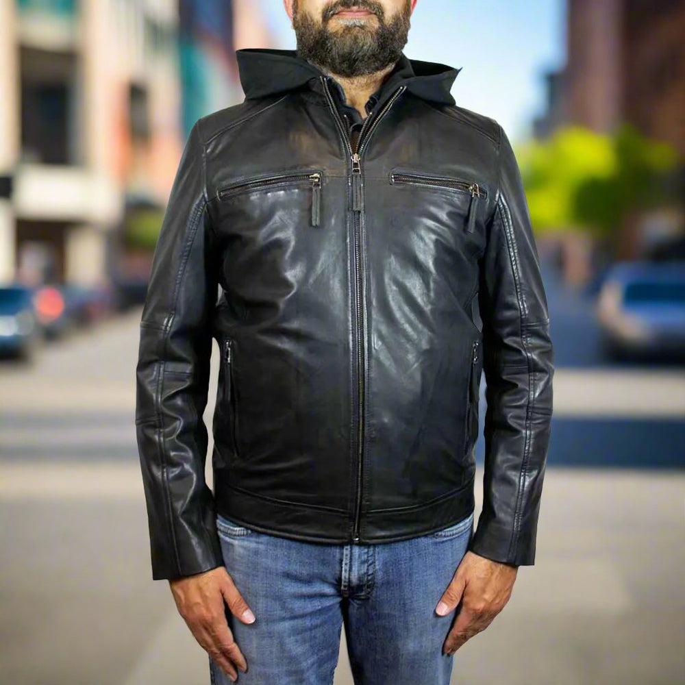BOL Men's Eduardo Hoodie Leather Jacket EX-STOCK Canada 