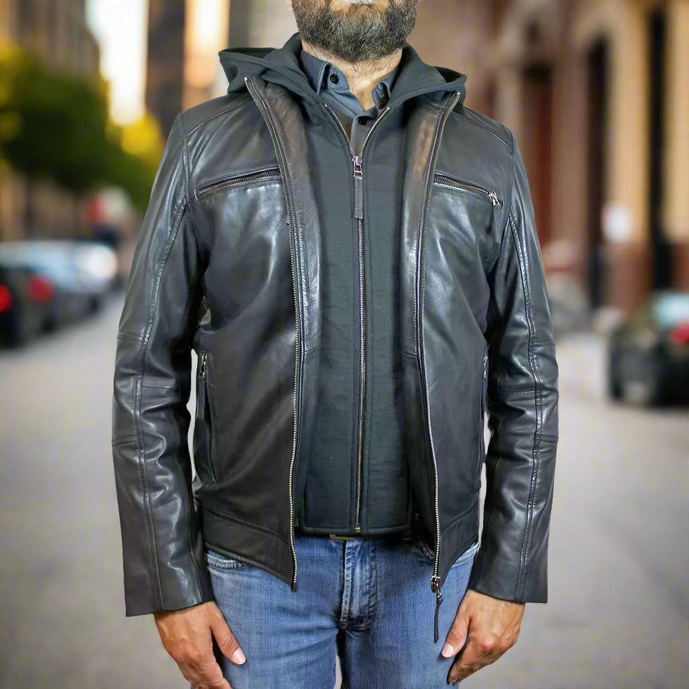 BOL Men's Eduardo Hoodie Leather Jacket EX-STOCK Canada 
