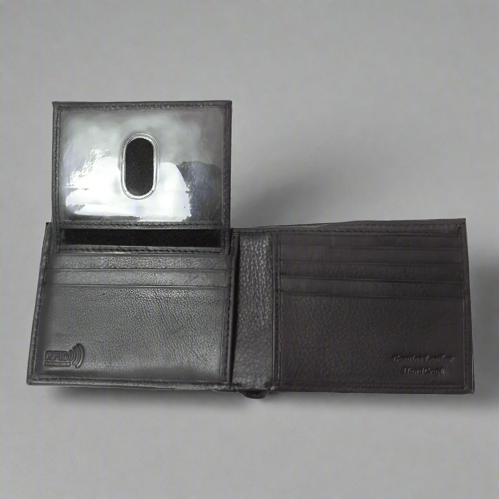 محفظة رجالية ثنائية الطي من الجلد مقاومة لترددات RFID من BOLEX-STOCK Canada 